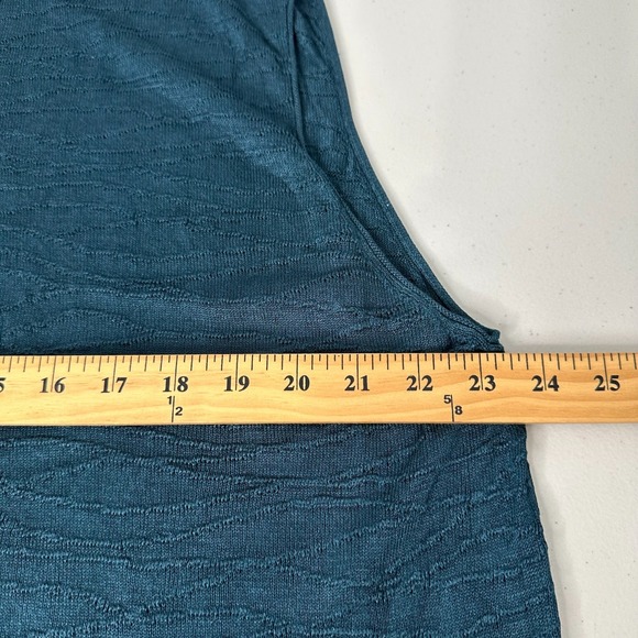 Eileen Fisher Silk Knit Round Neck Tank Sweater Top 3X Teal Textured - Picture 6 of 10